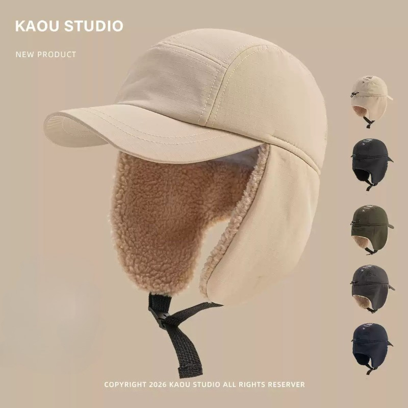 Corduroy Cap 5 Panel - 겨울용 따뜻한 방한 모자, 남녀공용, 레터링