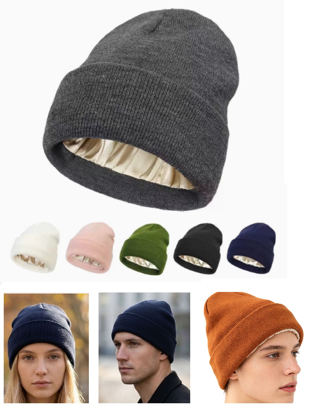 남녀 공용 새틴 안감 니트 비니, 아크릴 소재 겨울 모 - Beanie Cuffed Knit 리뷰 및 가격