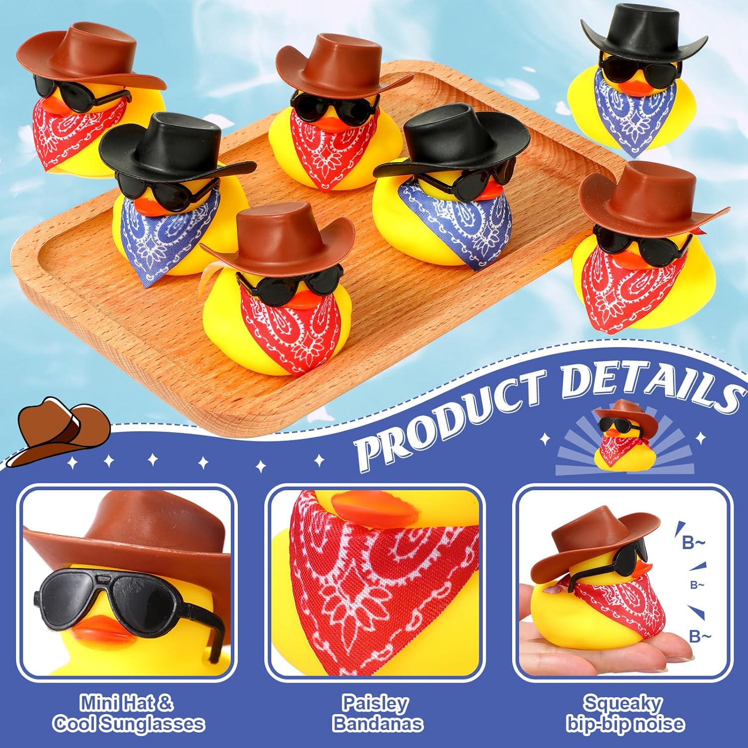 24 세트 카우보이 고무 오리 스카프 모자와 선글라스  - Swim Hat Silicone 리뷰 및 가격