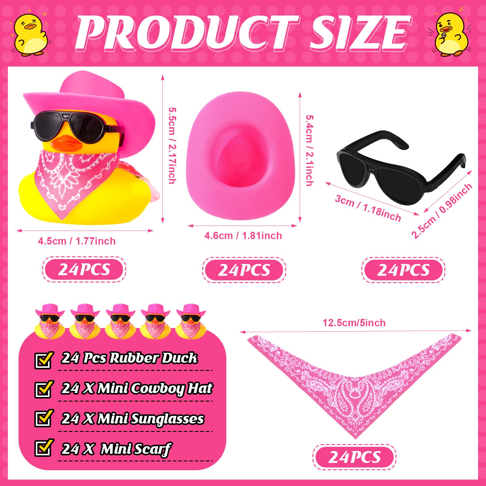24 세트 카우보이 고무 오리 스카프 모자와 선글라스  - Swim Hat Silicone 리뷰 및 가격