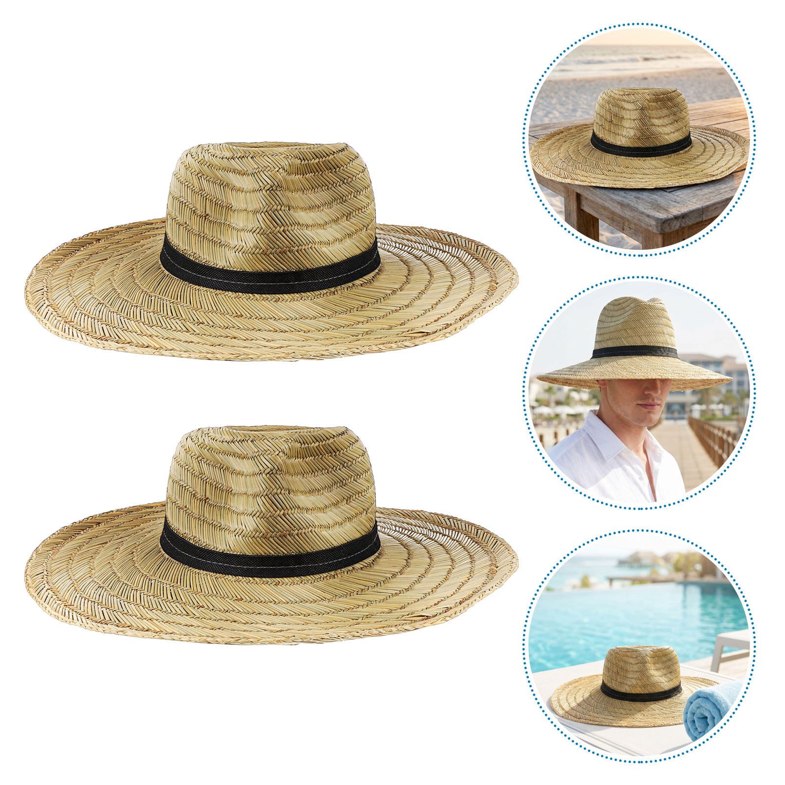 챙이 넓은 밀짚 모자 2개 세트, 남성용, 넉넉한 사이 - Cowboy Hat Straw 리뷰 및 가격